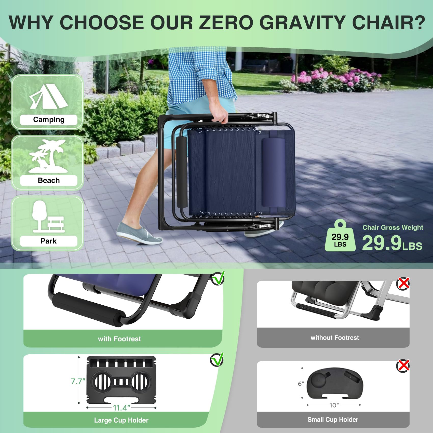 Suteck portable foldable recliner ready for outdoor use