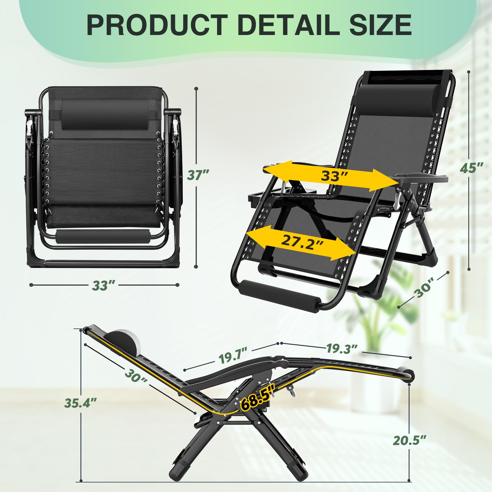 Suteck oversized zero gravity chair in a reclined position demonstrates ergonomic comfort for relaxation.