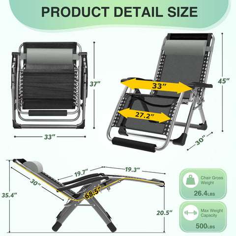 Suteck zero gravity chair in reclined side view, ideal for backyard relaxation.