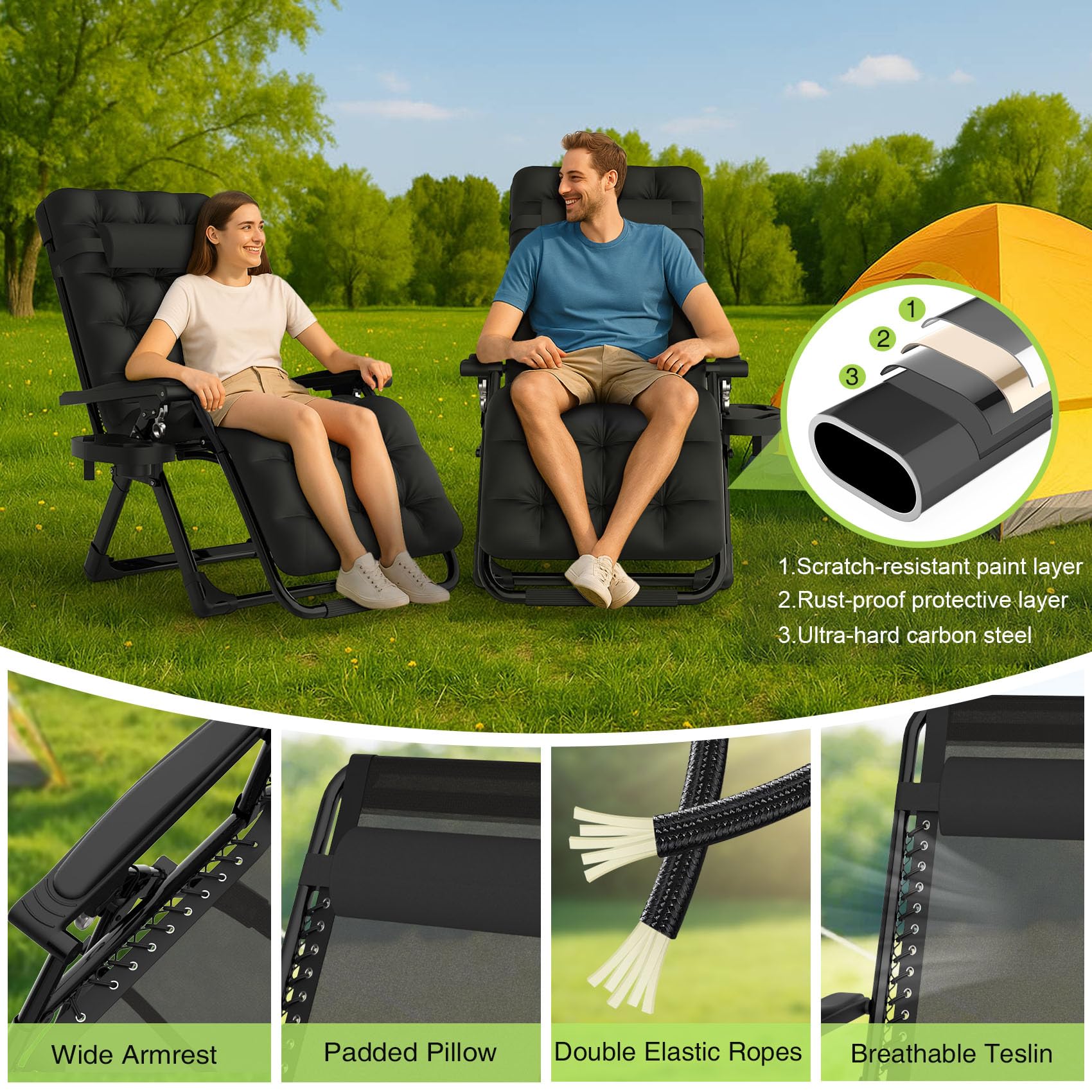 Suteck texlin fabric with breathable mesh keeps you cool outdoors.