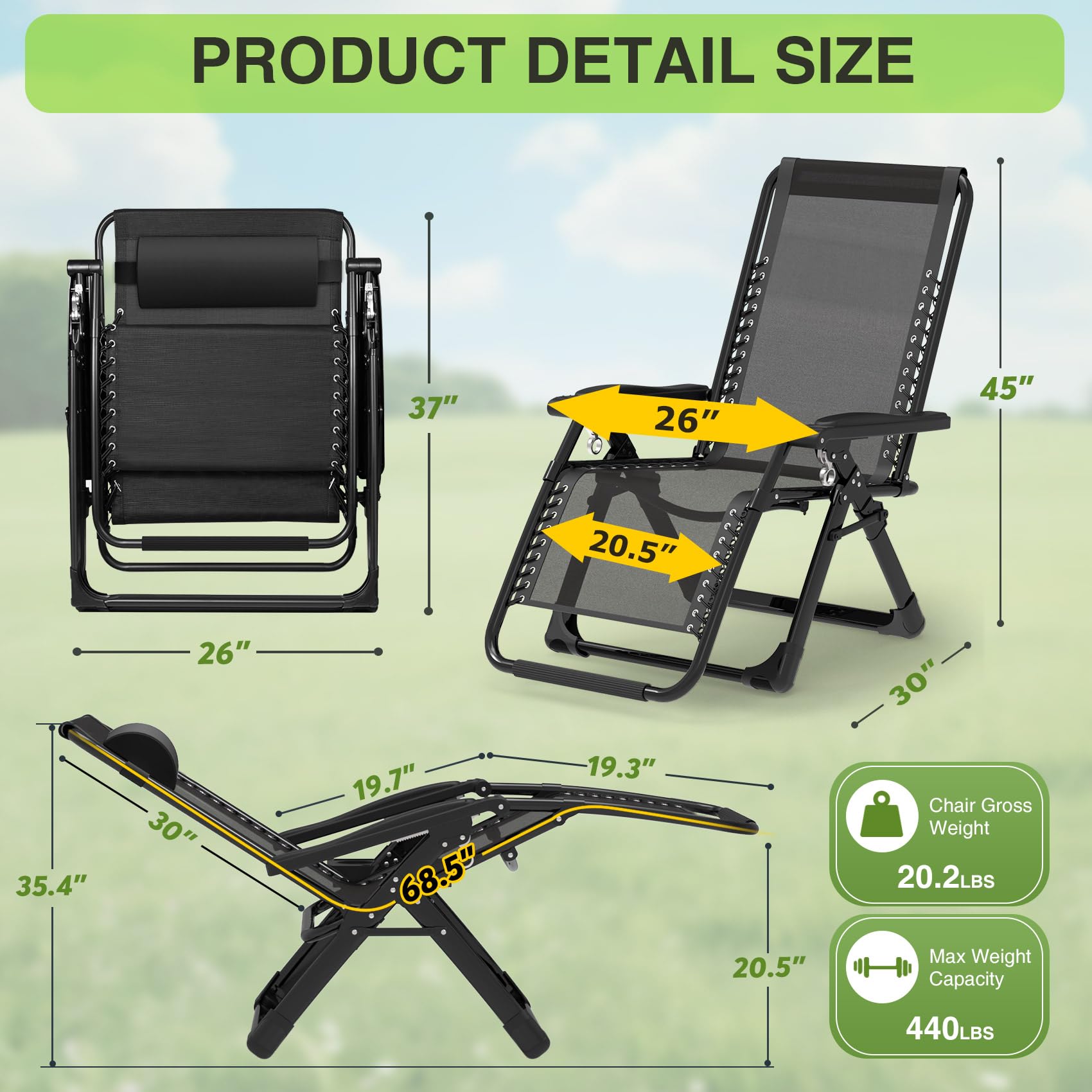 Suteck upgraded lock zero gravity chair uses an 8mm groove for secure positioning.