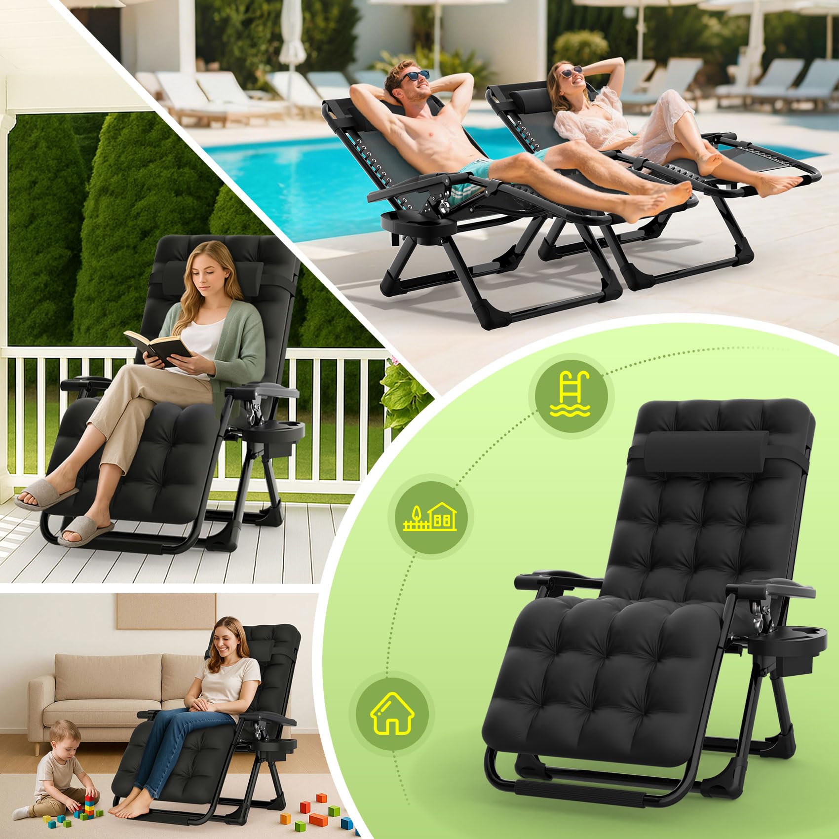 Suteck recliner elevates up to 20 inches for true zero gravity.