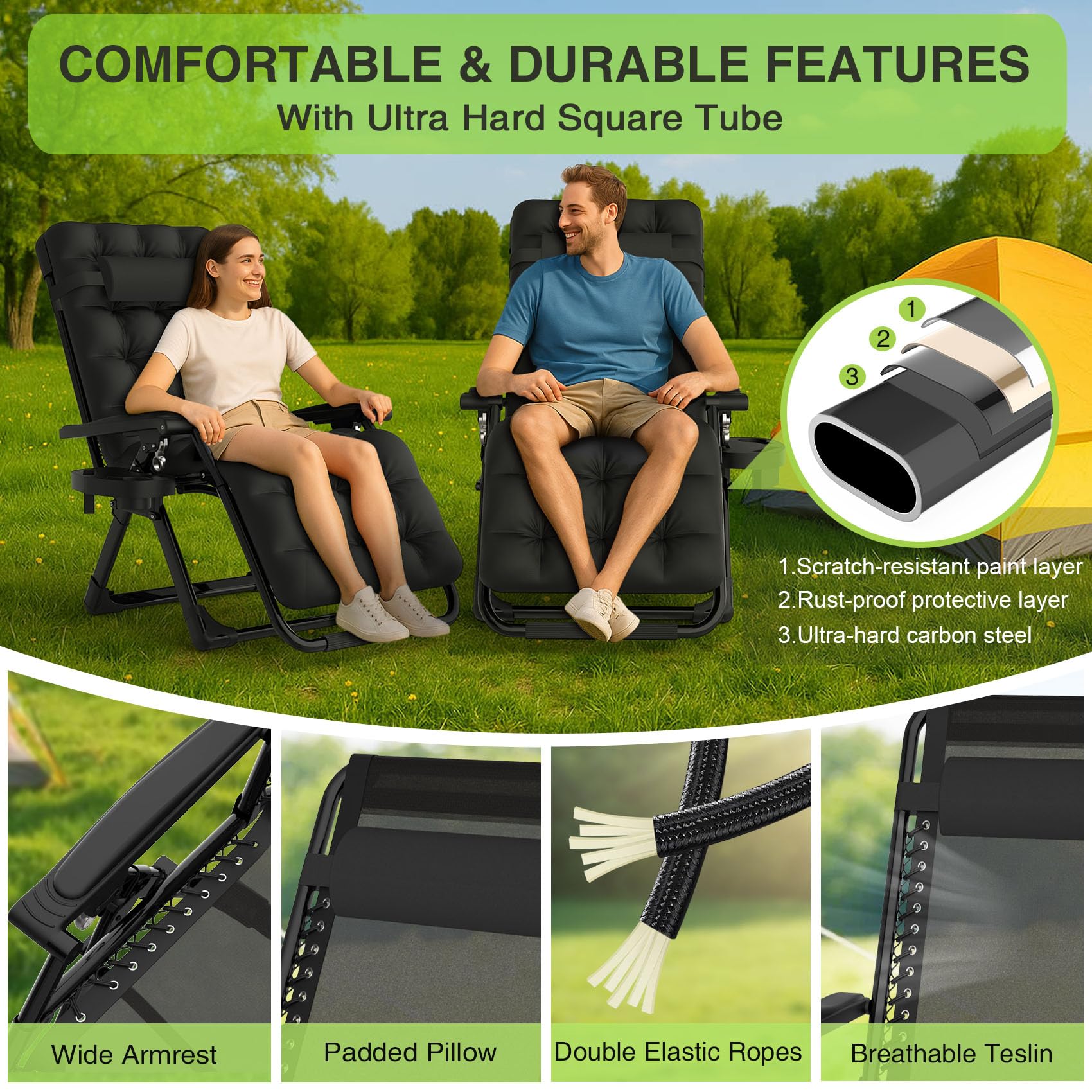 Foldable design of Suteck chairs for easy transport and storage.