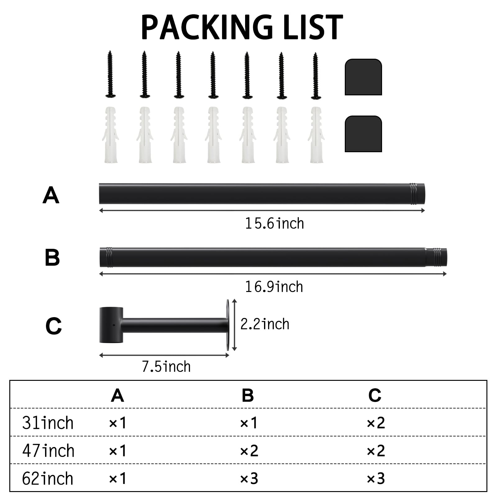 SUTINE heavy-duty metal mount bar with threaded joints for sturdy support