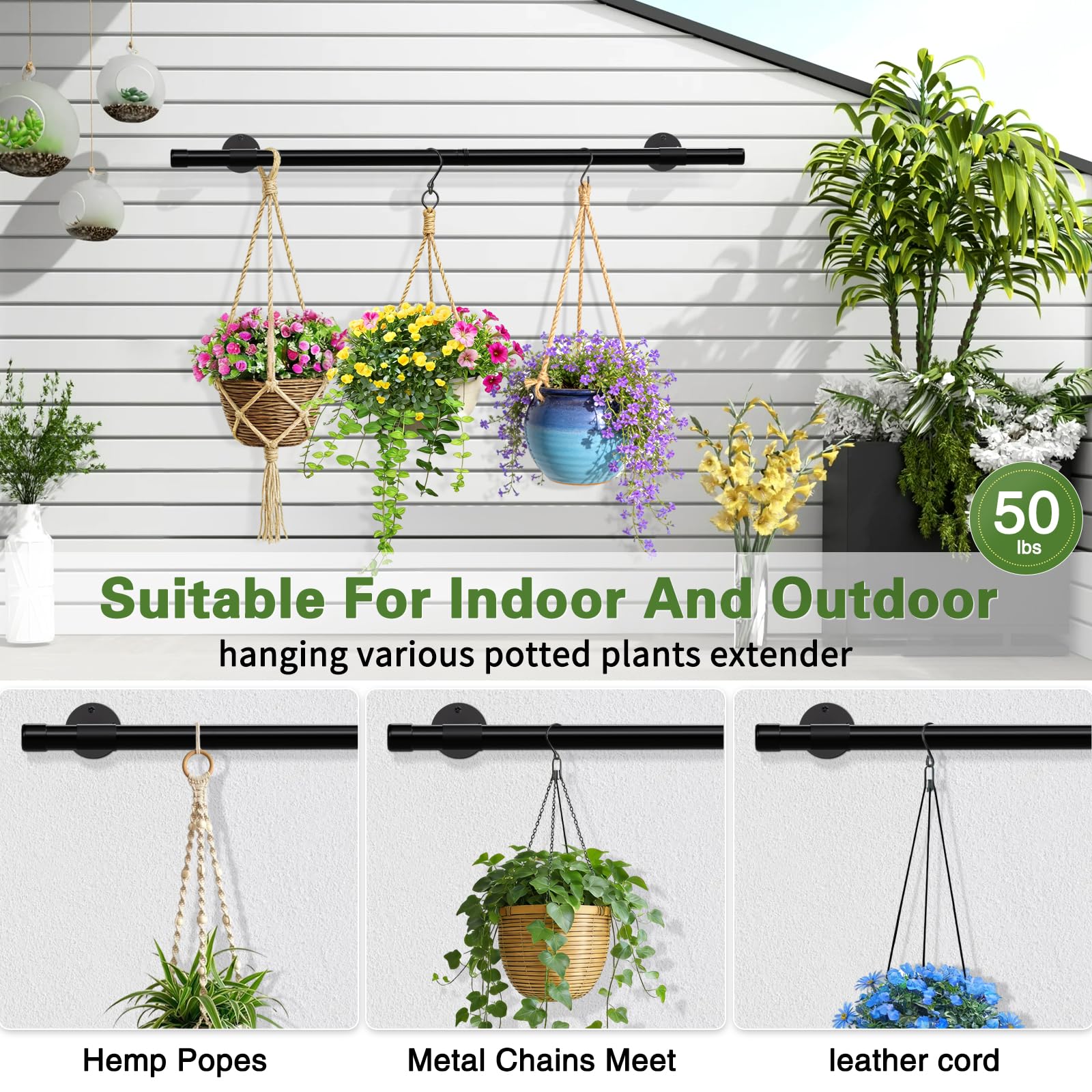 SUTINE versatile hanging options with ropes chains and macramé