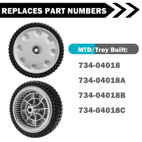 Sutmorly 8x2 inch wheel size fits compatible mowers.