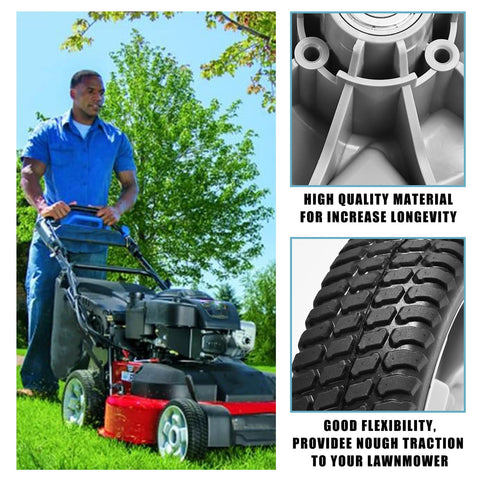 Sutmorly 8in front wheel pair for quick mower swaps.