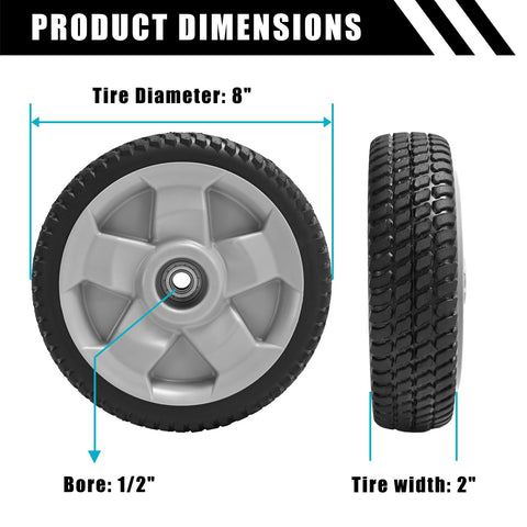 Sutmorly 8-inch front wheel replacement for Toro 125-2510 models, reliable fit.