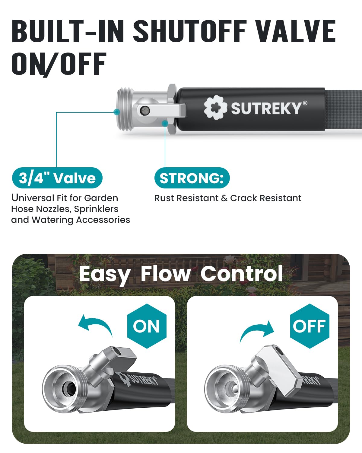 SUTREKY kink-resistant design maintains steady water flow.