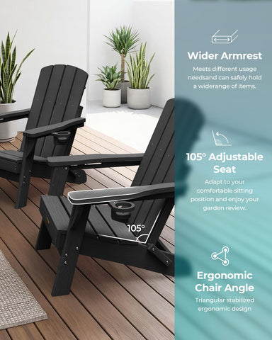 SUUNYN folding Adirondack chair easy-assembly for quick setup