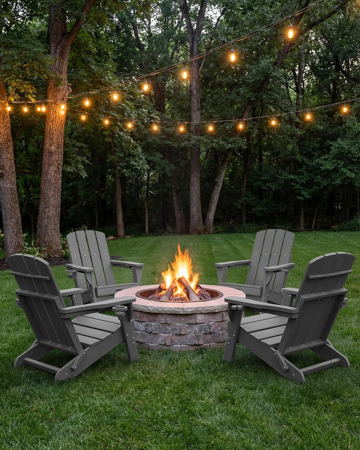 SUUNYN folding Adirondack chair in folded form for easy storage and transport.