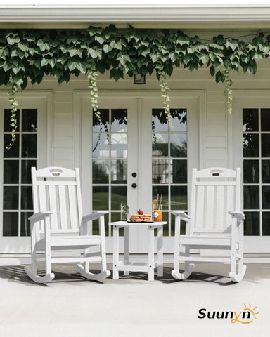 SUUNYN all-weather HDPE chair stands up to sun and rain, no cracking