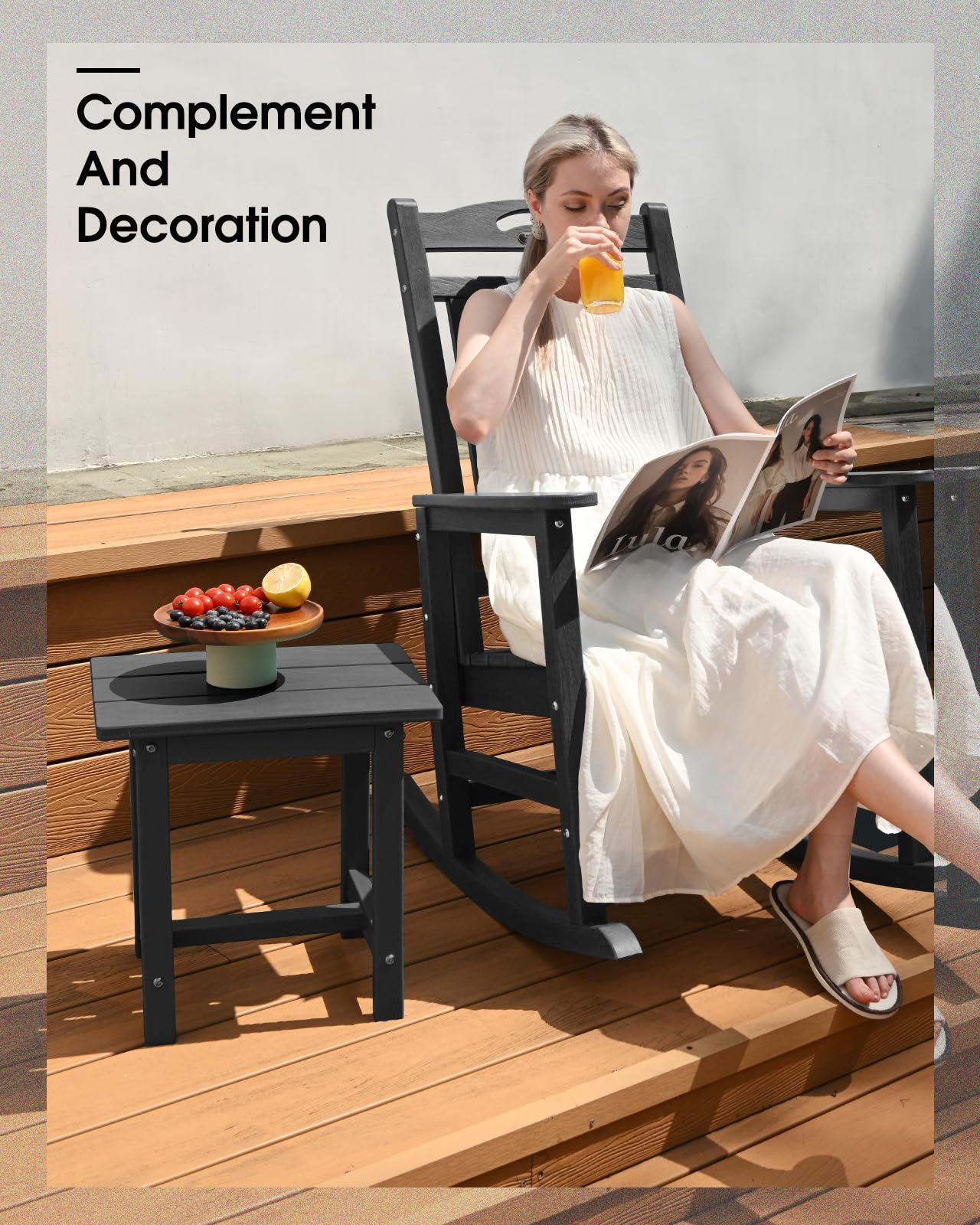 SUUNYN two-year warranty on durable outdoor end table.