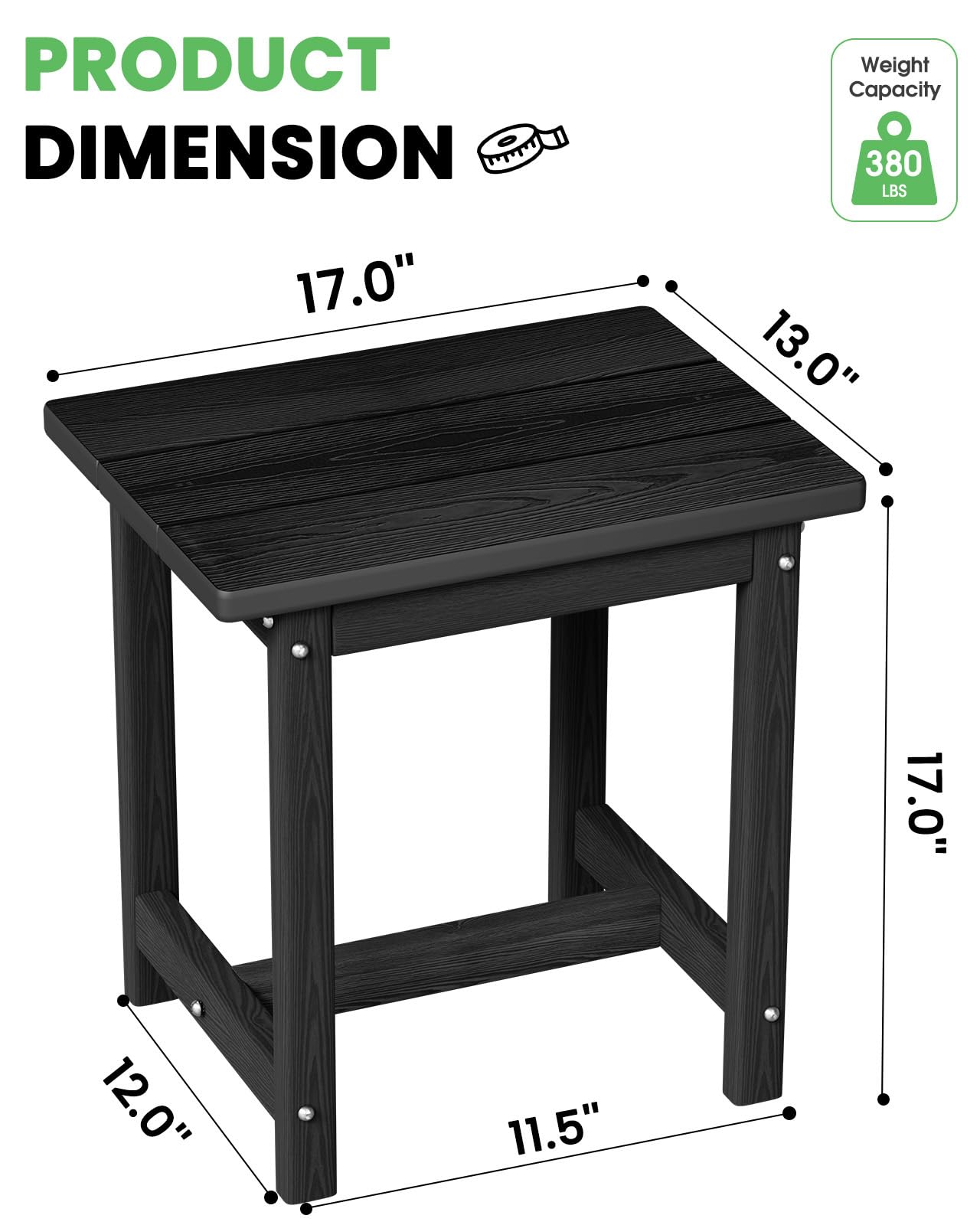 SUUNYN weather-resistant HDPE end table beside pool and chairs.