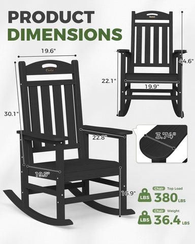 SUUNYN chair supports up to 380 lbs with stable, secure rocking.