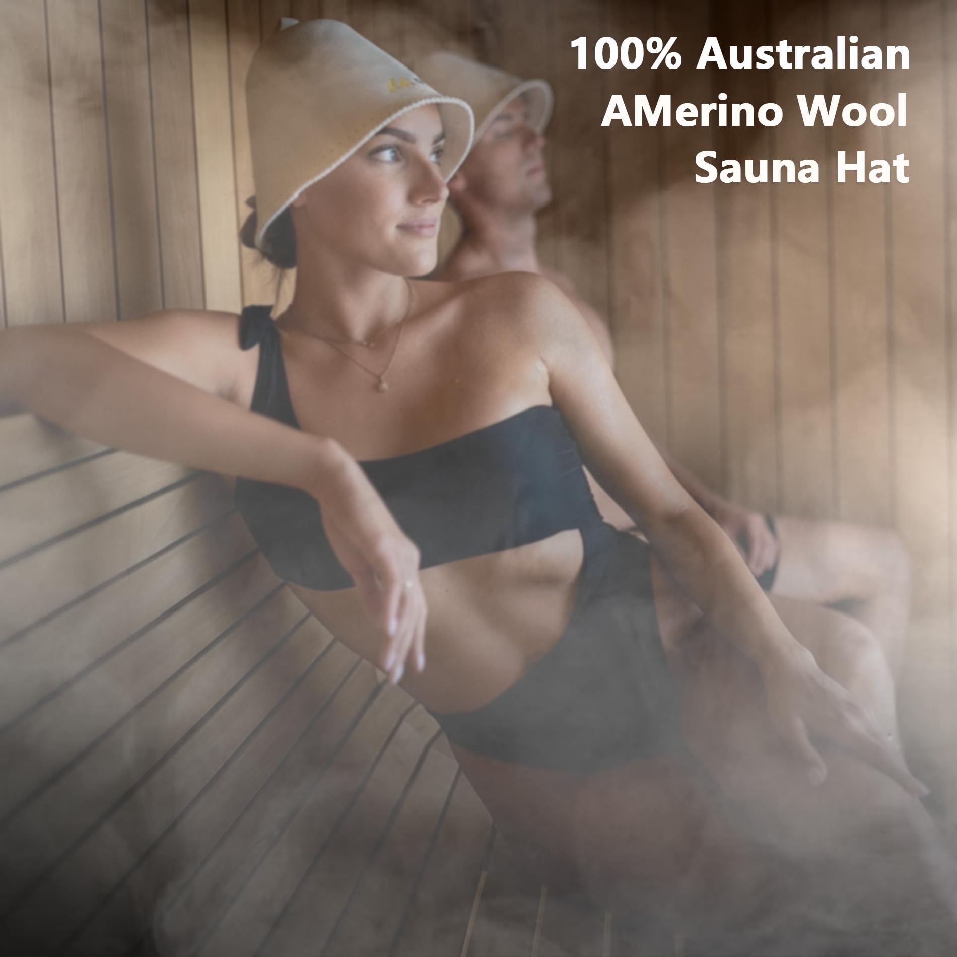 Suvast Merino Wool Sauna Hat gift bag imagery emphasizes ready for gifting