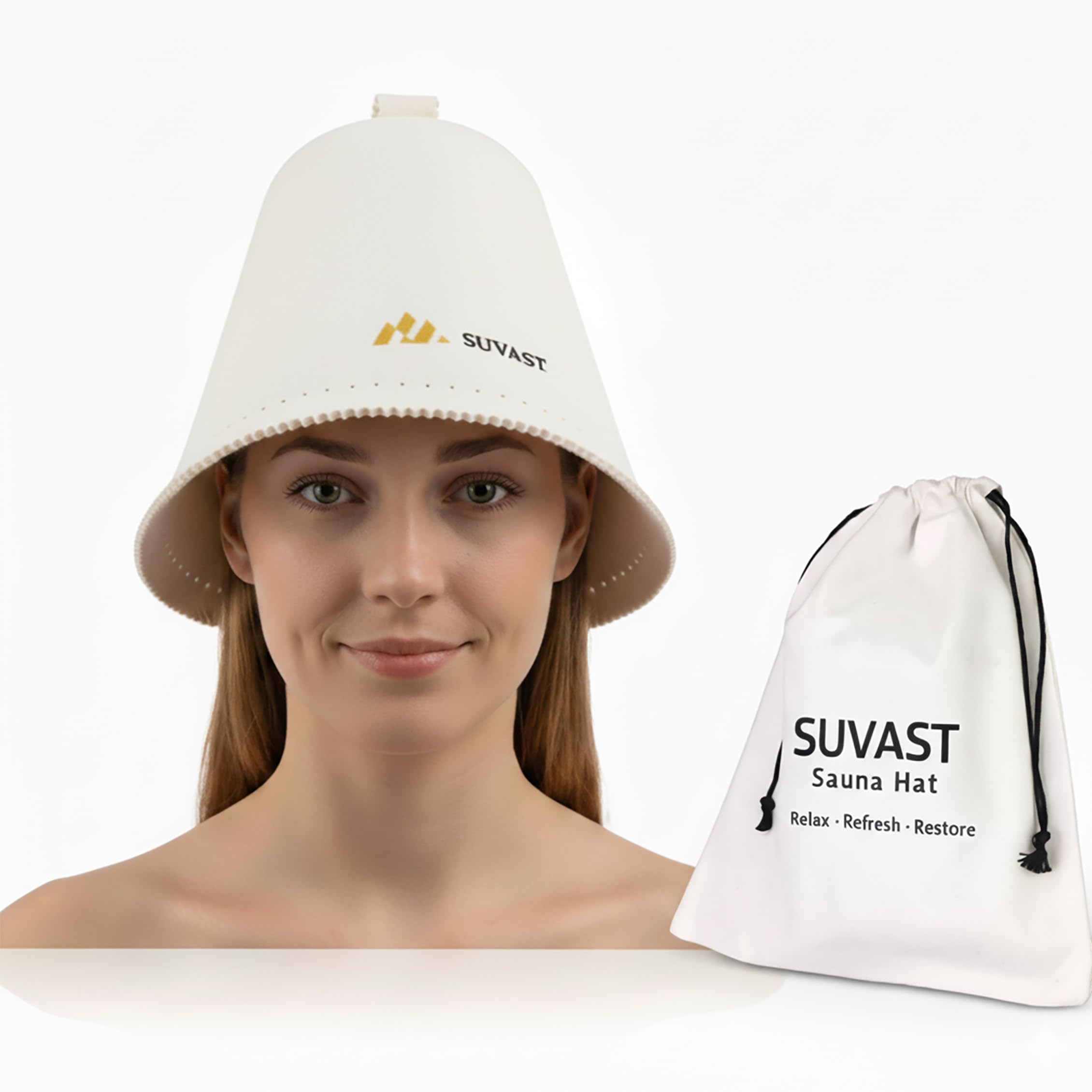 Suvast Merino Wool Sauna Hat top view highlights seamless comfortable soft felt