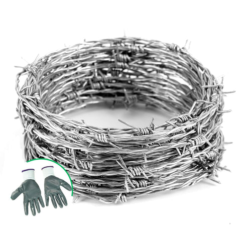 Suvunpo 50ft barbed wire close-up showing four-point barbs for deterrence and durability