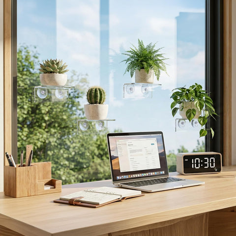 Suwimut suction cup assembly on glass demonstrates versatile, damage-free decor display