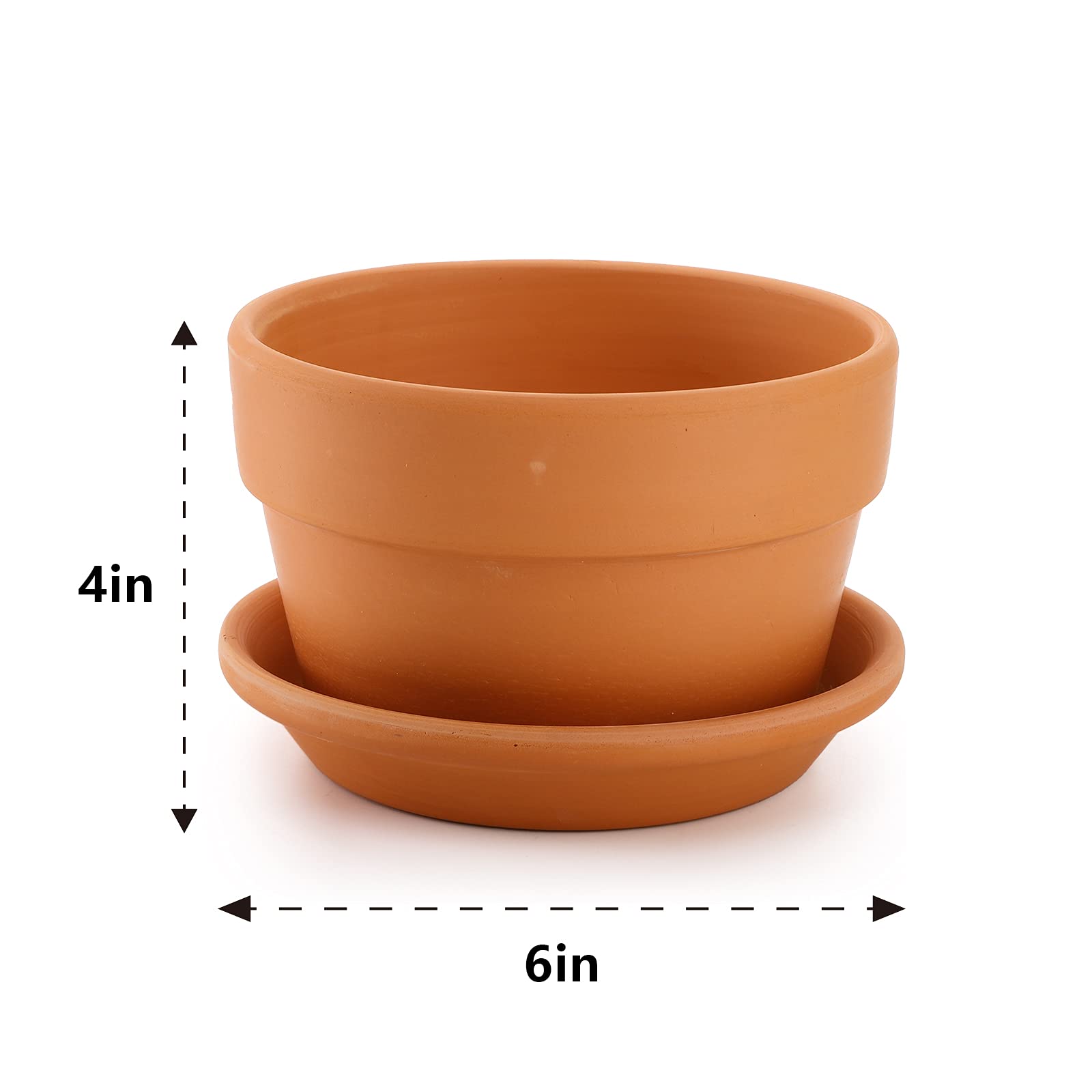 Suwimut terracotta pot with saucer tray protects floors and decorates windowsills