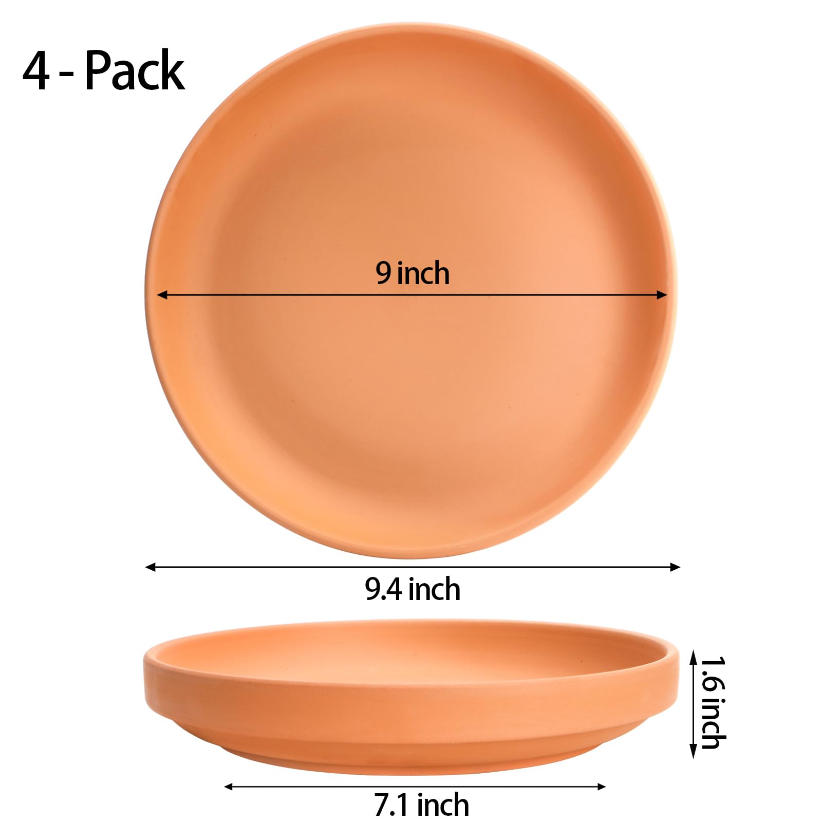 Suwimut terracotta saucer shows 9-inch inner diameter for compatible bases.