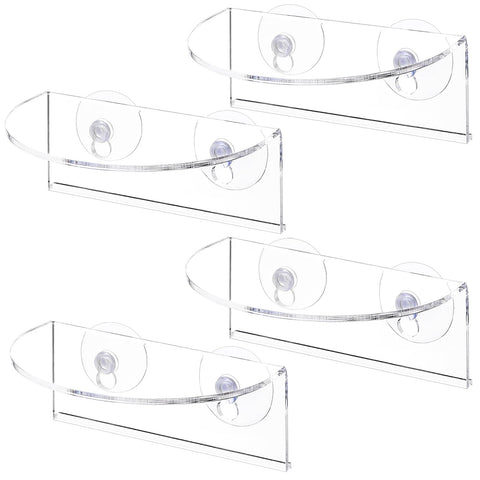 Suwimut window shelf floating ledge in clear acrylic displaying small plants for space-saving display