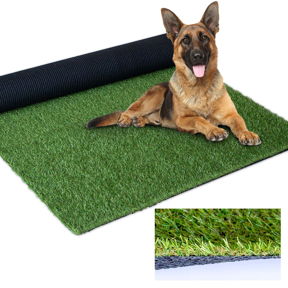 SUWUYUE artificial grass outdoor rug 3x5 ft with realistic blades for patios and pets