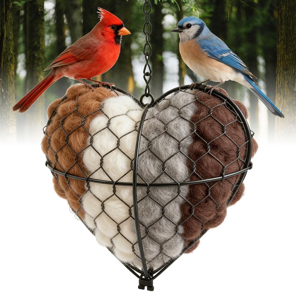 SUYAAA heart-shaped nest with alpaca fiber for backyard birds.