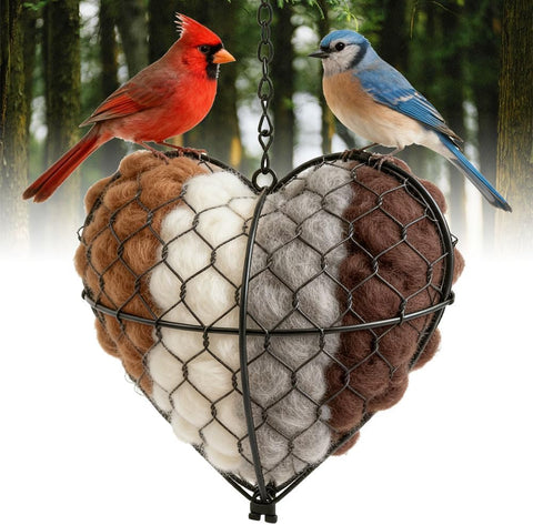 SUYAAA heart-shaped nest with alpaca fiber for backyard birds.