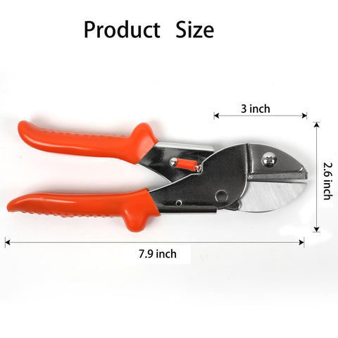 SuyncYi garden shears cutting a small branch with a sharp blade.