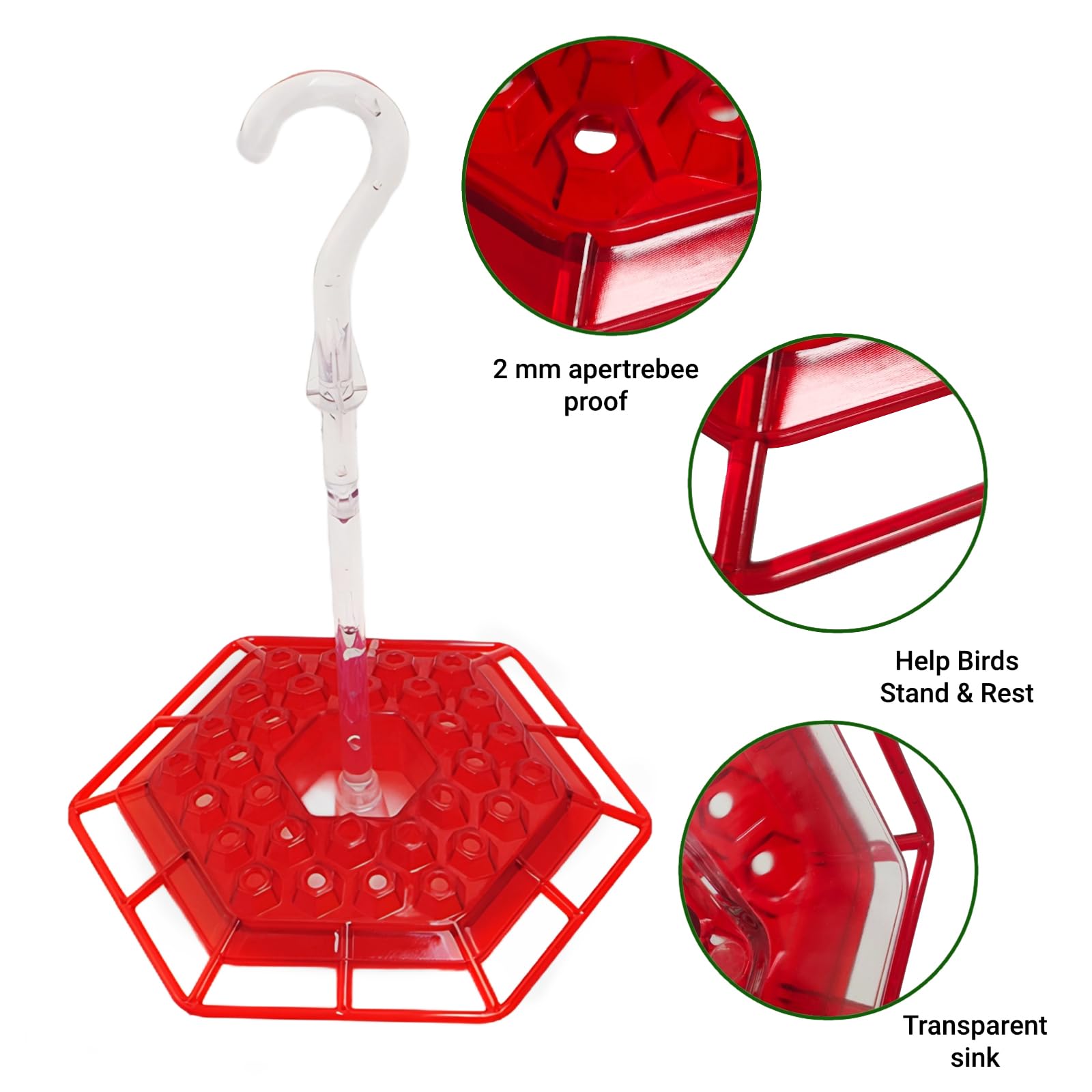 Suyue Y hummingbird feeder with built-in ant moat protects nectar from ants.