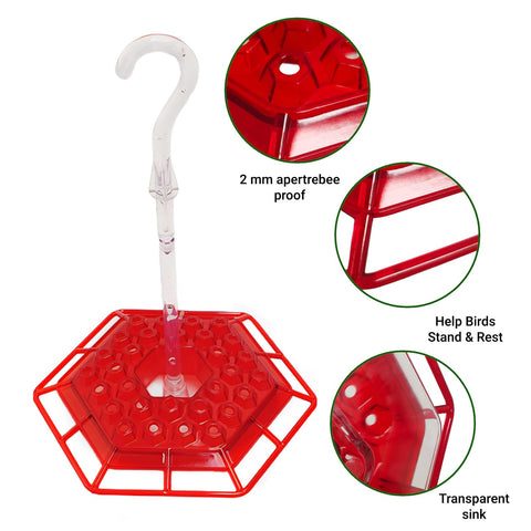 Suyue Y hummingbird feeder with built-in ant moat protects nectar from ants.