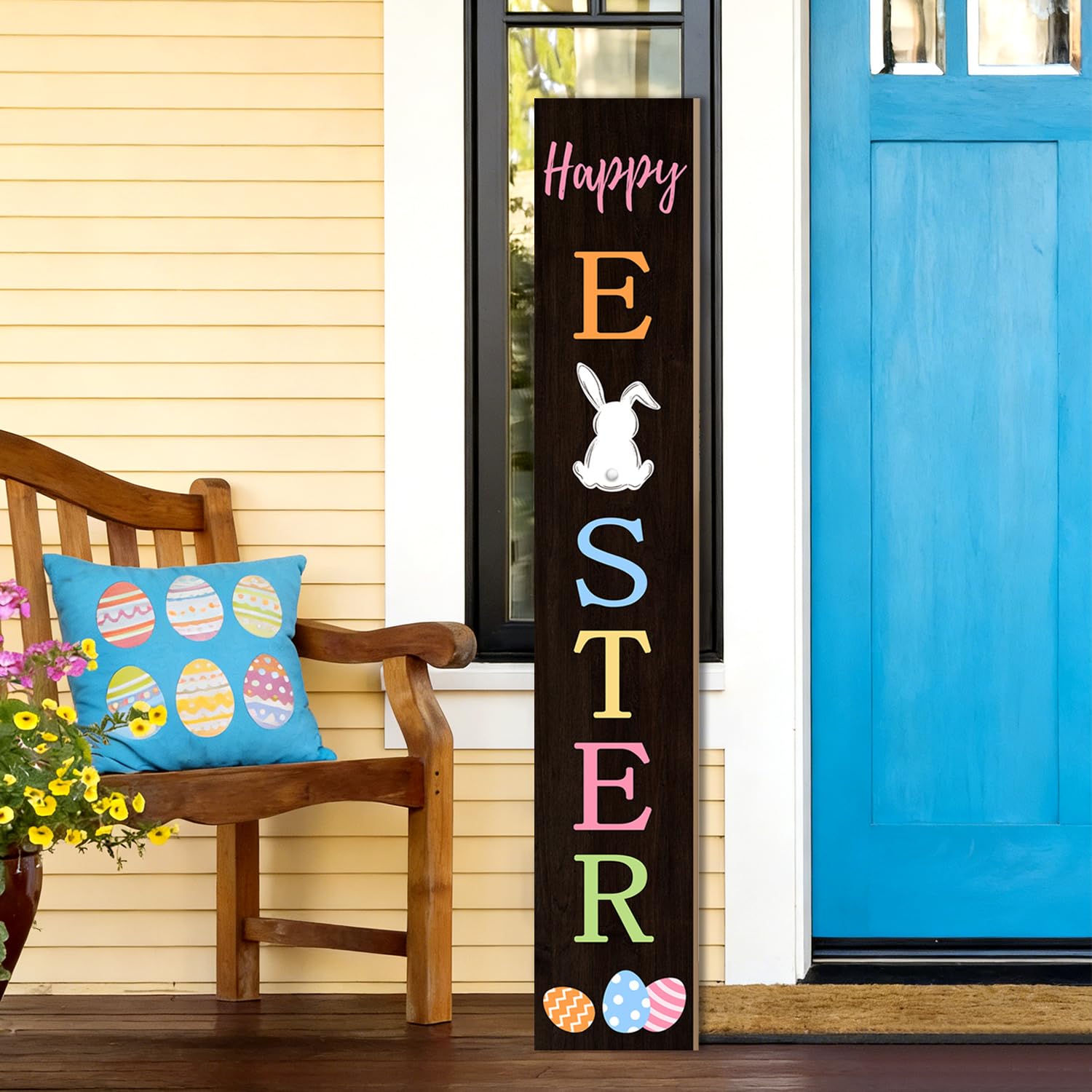 Suzejhe Easter porch sign vertical 47-2in height ideal for front entry.
