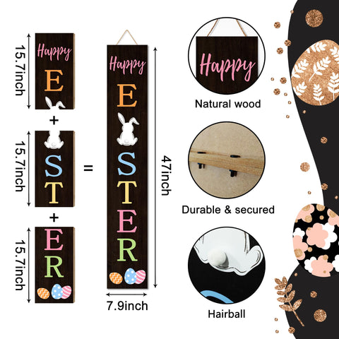Suzejhe wooden planks design Easter welcome sign adds rustic charm.