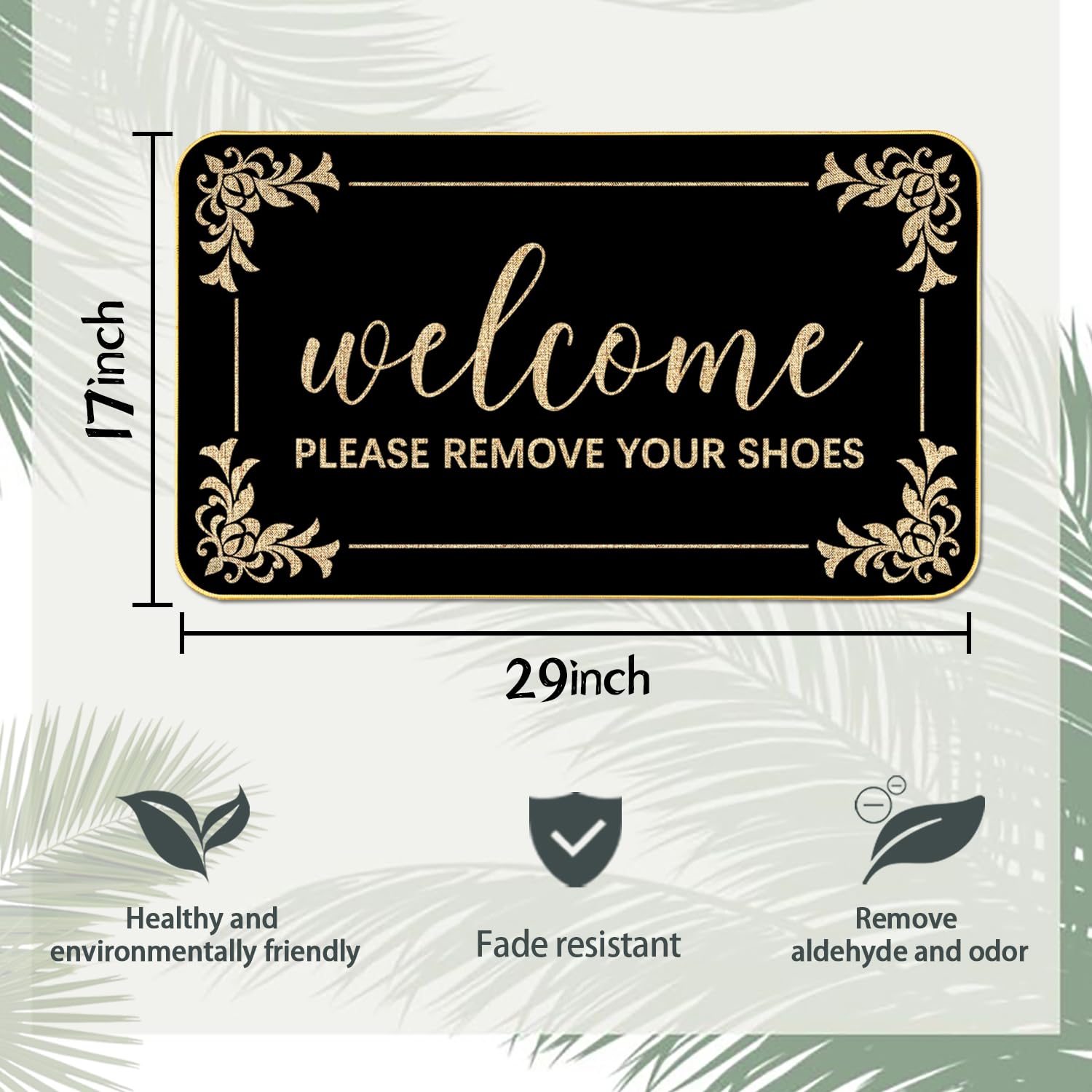 SUZEJHE welcome mat shows 29x17 inch size fitting most doors
