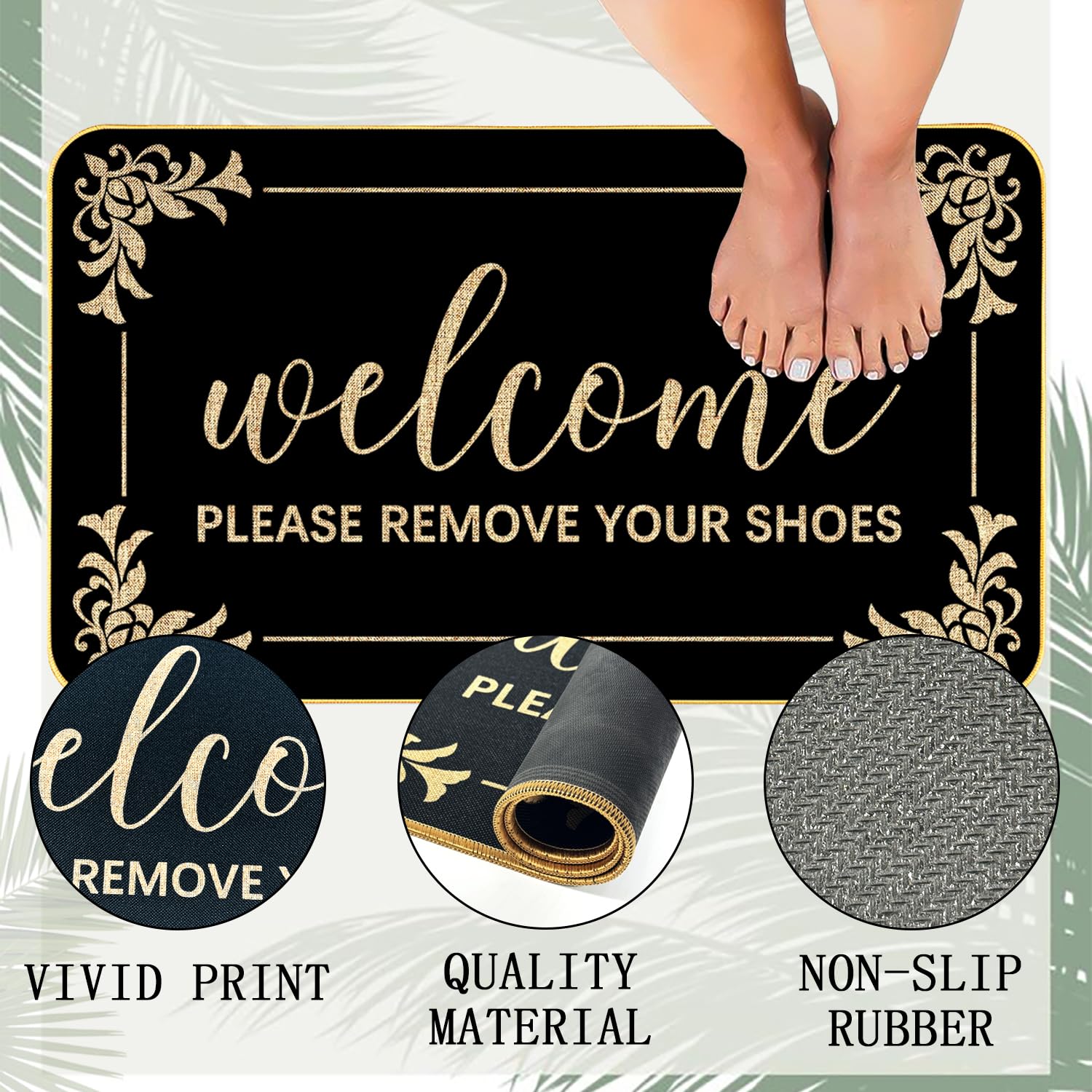 SUZEJHE rubber non-slip backing keeps mat in place