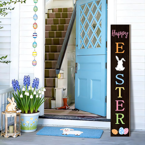 Suzejhe Happy Easter message with colorful eggs enhances seasonal ambiance.