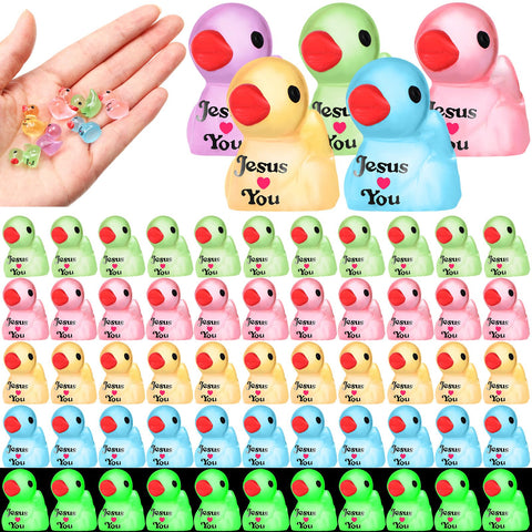 Suzile 100-piece mini Jesus resin ducks pack for colorful decor and gifts
