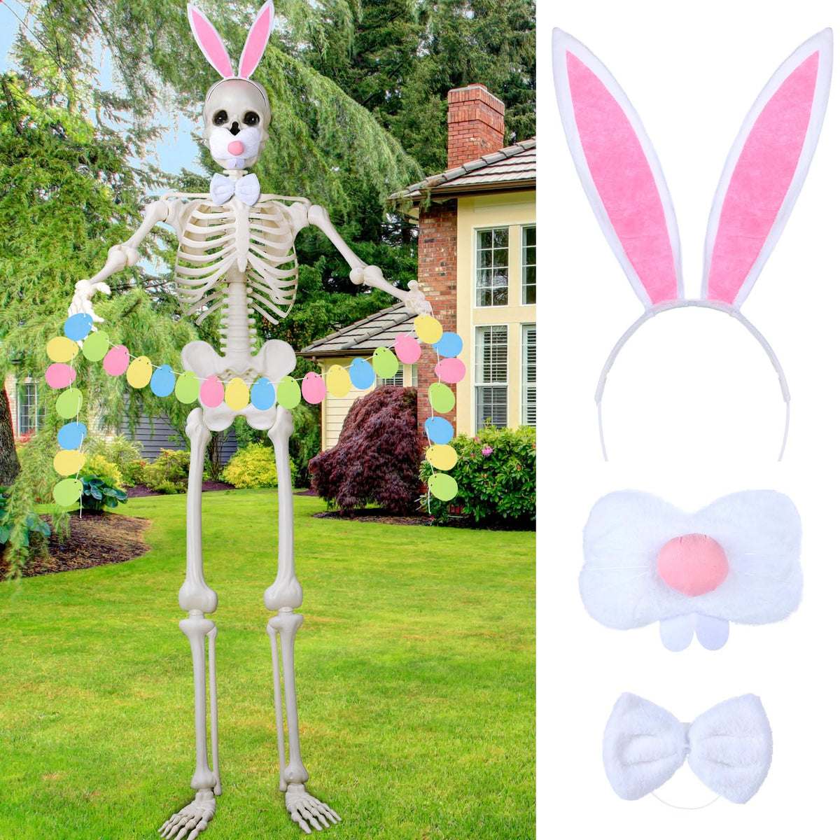 Suzile 12ft skeleton bunny nose for playful Easter decor and photo-worthy moments.