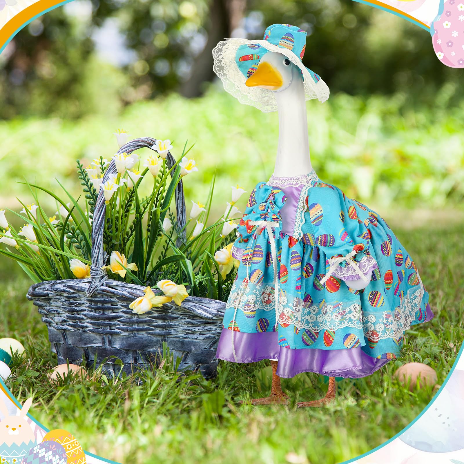 Suzile Easter goose ensemble ideal for garden decor and porch display