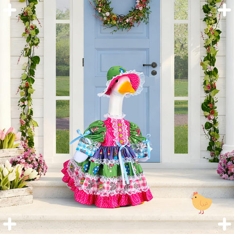 Suzile Easter rabbit goose outfit garden decor for parties and celebrations.