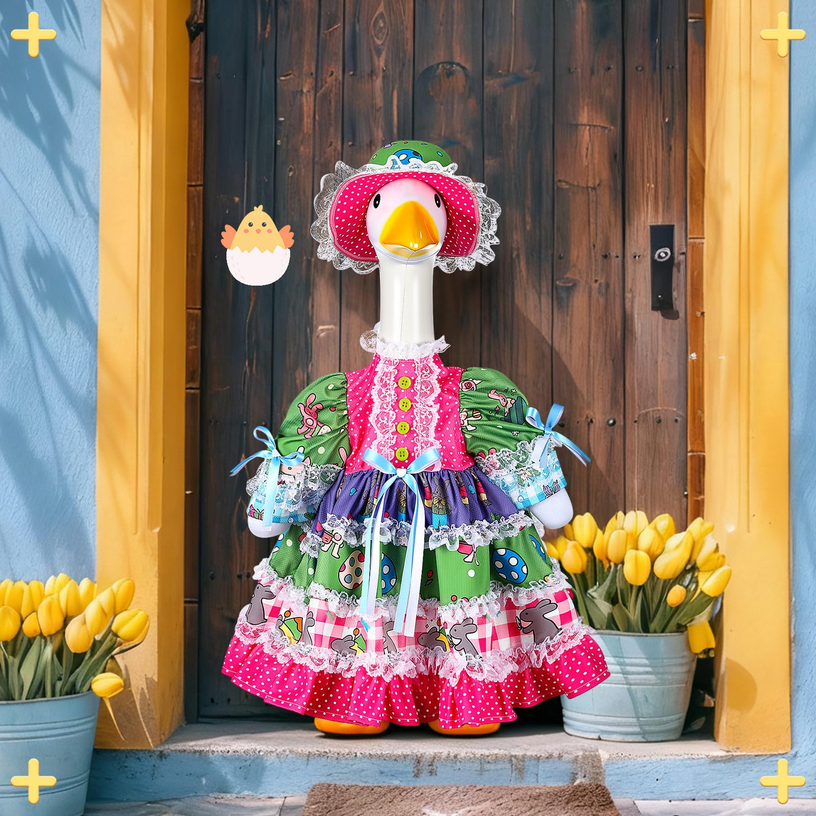 Suzile Easter rabbit goose outfit ready for lawn display and patio decor.