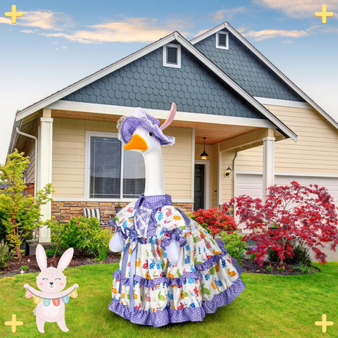 Suzile garden-decor-goose-costume creates playful spring accents for yards
