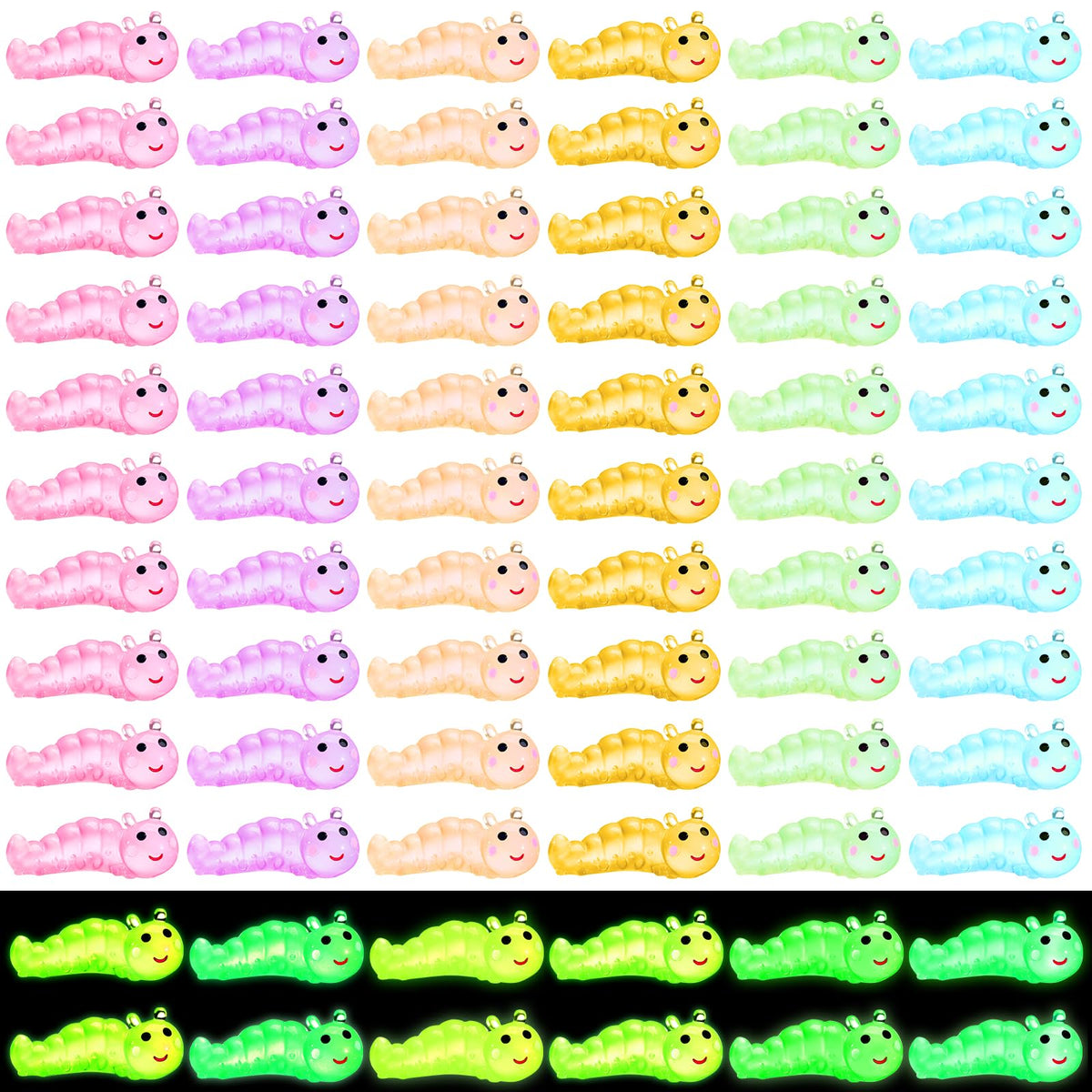 Suzile glow-in-the-dark caterpillar miniature pack for crafts and garden decor