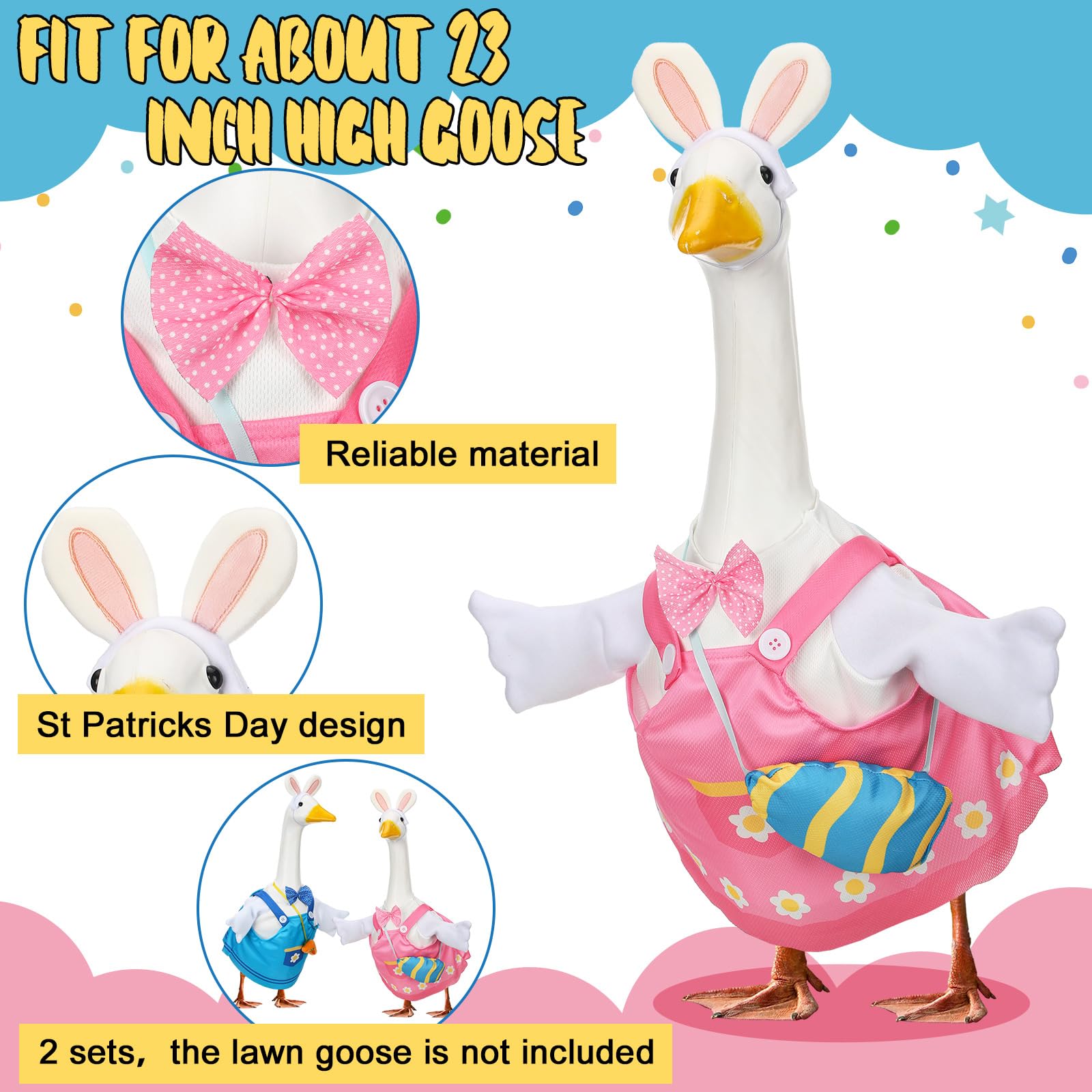 Suzile bunny ear hats and bows add charm to the goose costume display.