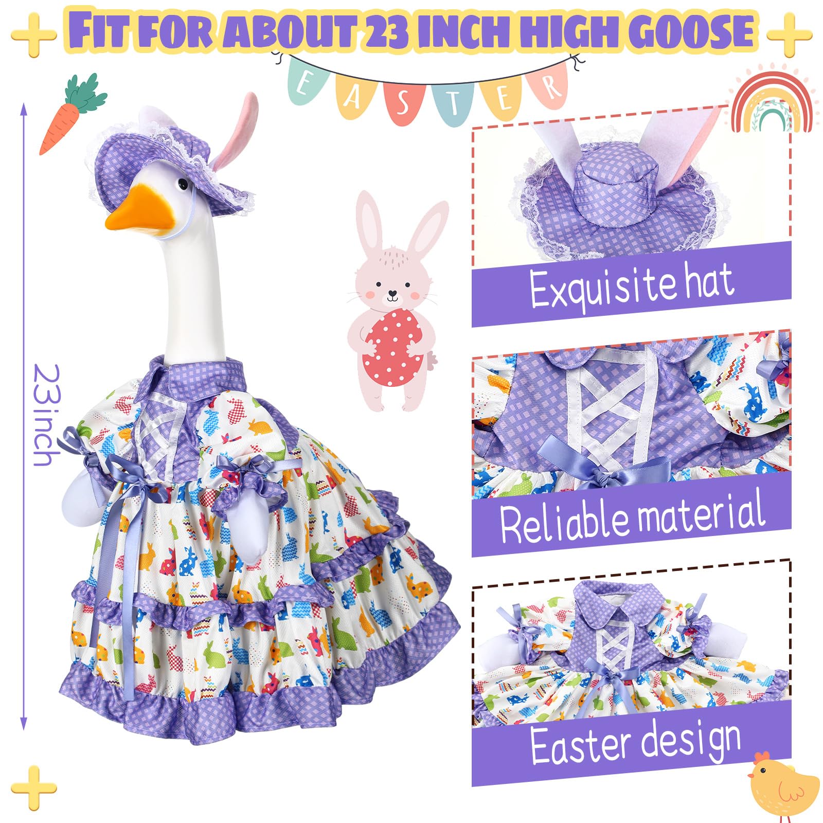 Suzile goose hat and skirt costume adds Easter charm to outdoor decor