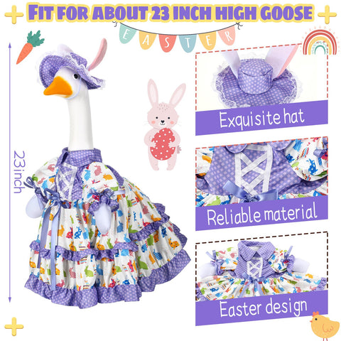 Suzile goose hat and skirt costume adds Easter charm to outdoor decor
