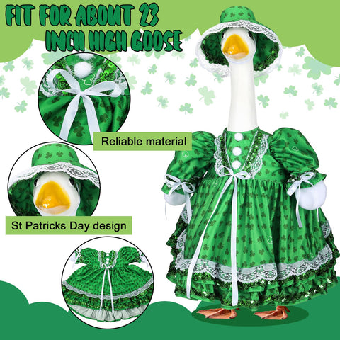 Suzile Irish clover goose costume in green fabric for outdoor garden charm