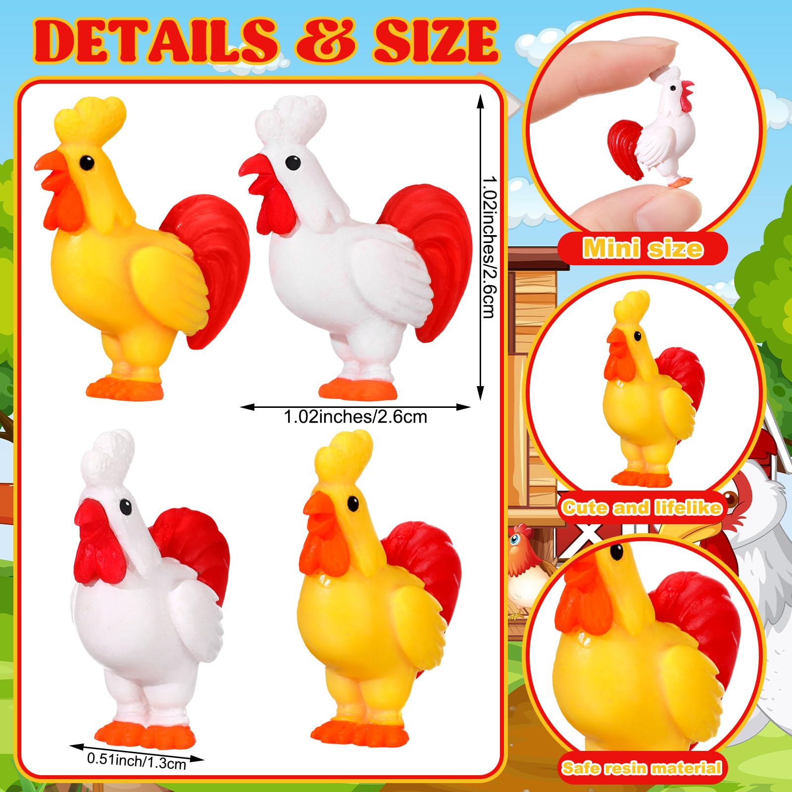 Suzile yellow resin cock figurine adds playful color to shelves and displays.
