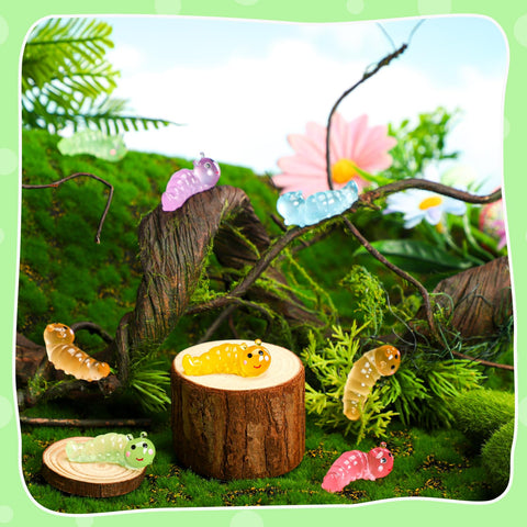 Suzile blue resin caterpillar figure for tiny landscapes and DIY projects